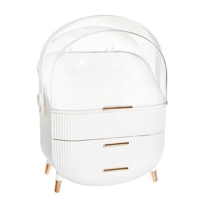 Dustproof Makeup Organizer for Cosmetics and Skincare - Stylish Storage Solution for Your Beauty Essentials Oval White