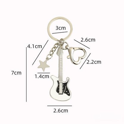 Y2K Vintage Guitar Pentagram Star Pendant Keychain